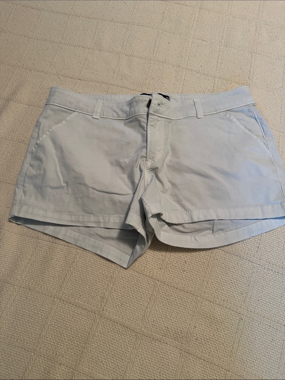 Hollister White Cotton Low Rise Shorts